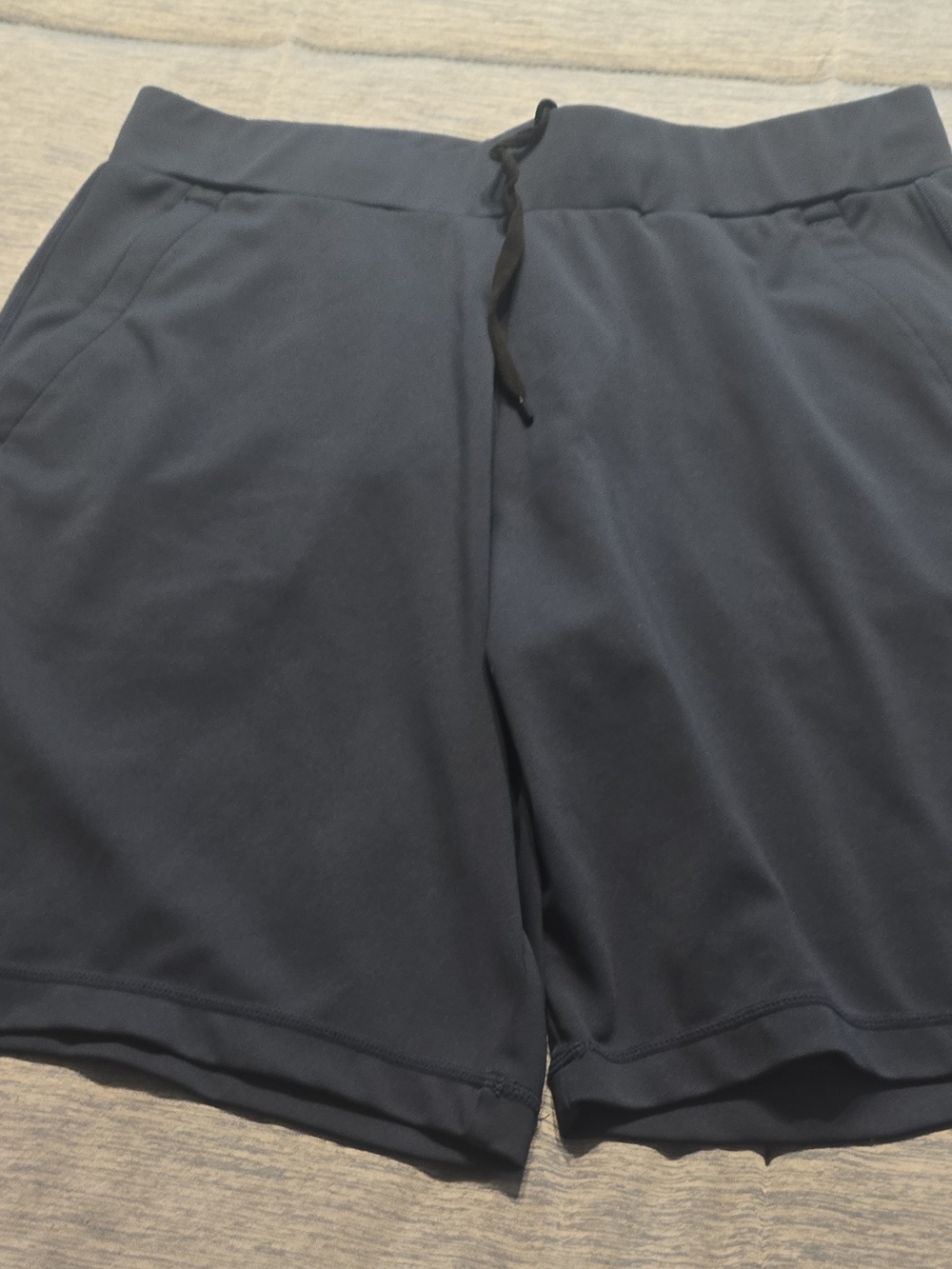 Women's Black Athletic Drawstring Shorts with Side Pockets